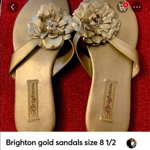 Gold Brighton Sandals, size 8 1/2.